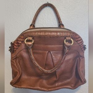 Brahmin Toasted Brown Almond Leather Satchel Bag